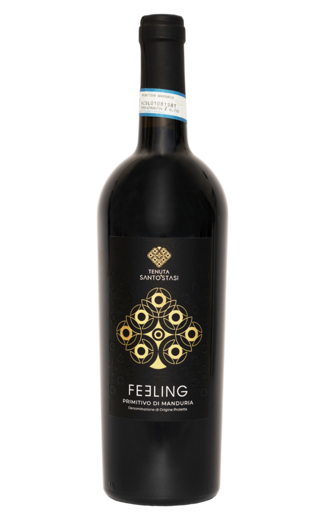 Bottiglia fronte Feeling Primitivo di Manduria DOP 2022 Tenuta Santo Stasi