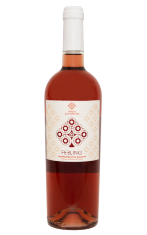 Bottiglia fronte Feeling Rosato Primitivo Salento IGP 2024 Tenuta Santo Stasi – vino rosato del Salento