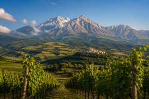 Vigneti delle Terre Aquilane con il Gran Sasso sullo sfondo